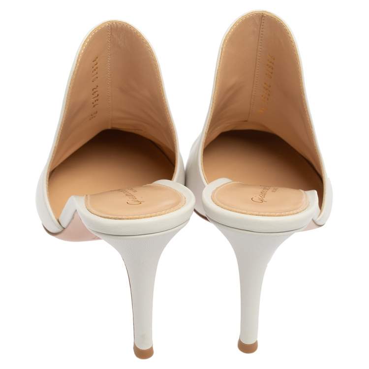 Pre Owned Gianvito Rossi White Leather Aramis Mules Size 36