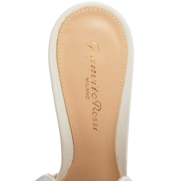 Pre Owned Gianvito Rossi White Leather Aramis Mules Size 36