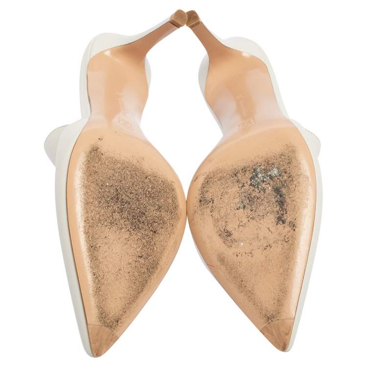 Pre Owned Gianvito Rossi White Leather Aramis Mules Size 36