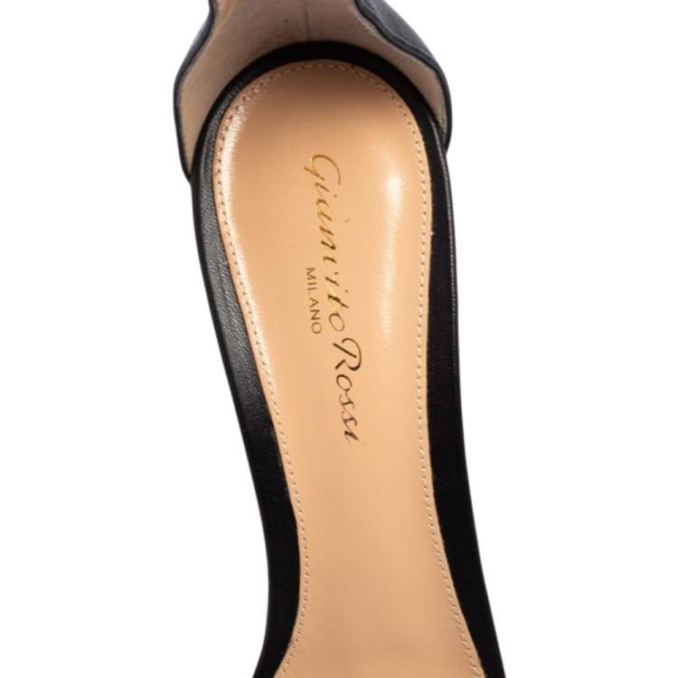 Pre Owned Gianvito Rossi Black Leather Portofino Ankle Strap Sandals Size 38