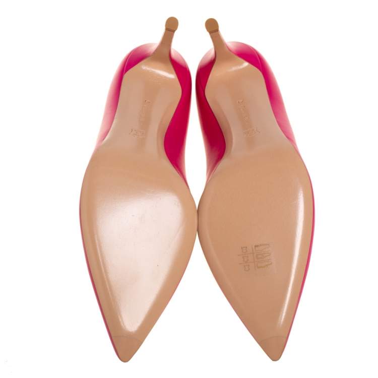 Pre Owned Gianvito Rossi Pink Leather Pointed Toe Pumps Size 41