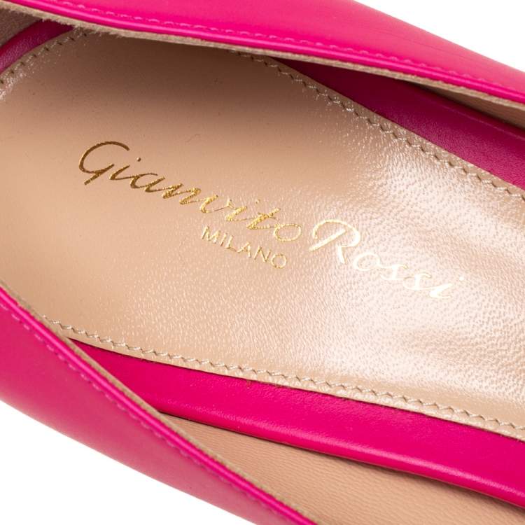 Pre Owned Gianvito Rossi Pink Leather Pointed Toe Pumps Size 41
