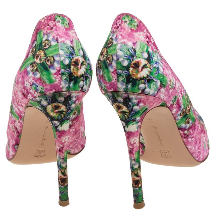 Pre Owned Gianvito Rossi Multicolor Floral Printed Fabric Lisa Ponker Pumps Size 39.5