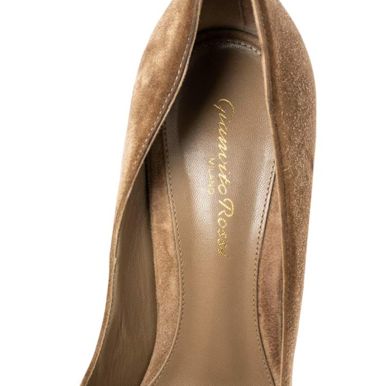 Pre Owned Gianvito Rossi Brown Suede Pointed Toe Pumps Size 39.5