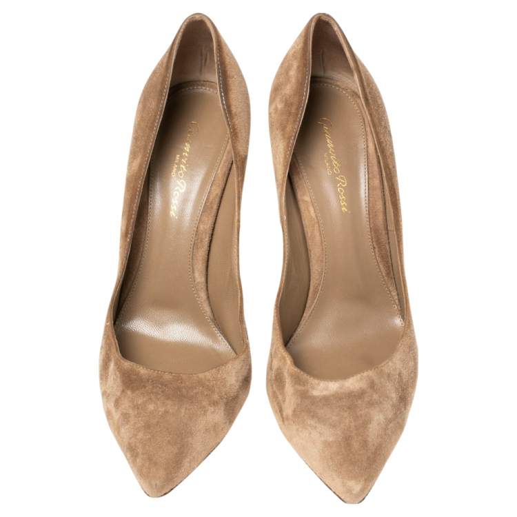 Pre Owned Gianvito Rossi Brown Suede Pointed Toe Pumps Size 39.5