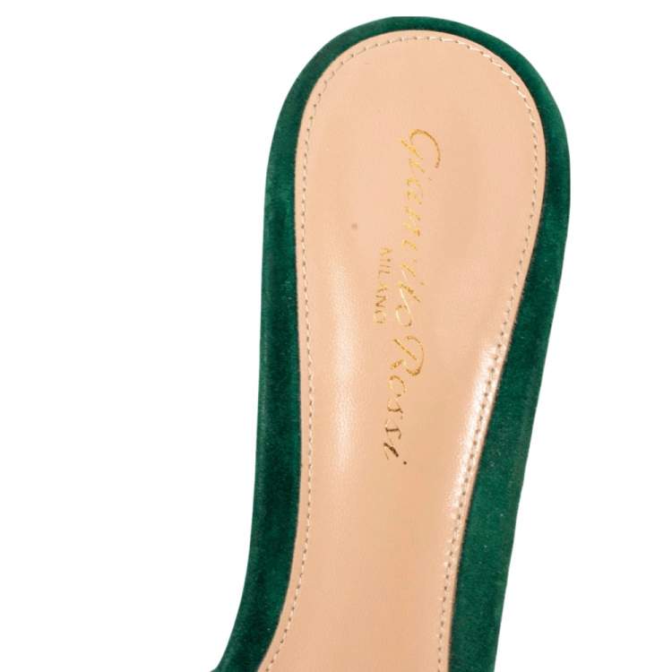 Pre Owned Gianvito Rossi Green  PVC Elle Mule Sandals Size 36.5