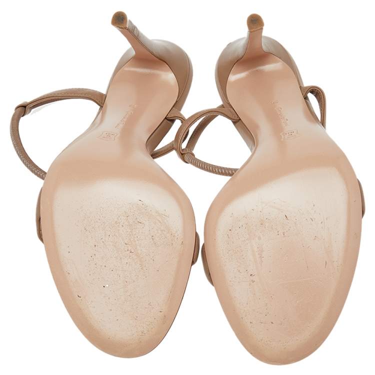 Pre Owned Gianvito Rossi Brown Leather Ankle Strap Sandals Size 39