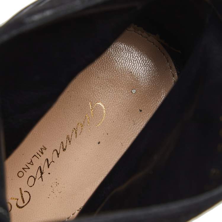 Pre Owned Gianvito Rossi Black Suede Ellie Open Toe Ankle Boots Size 40