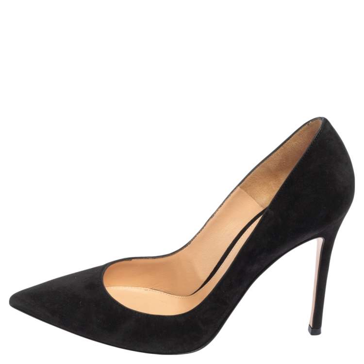 Pre Owned Gianvito Rossi Black Suede Gianvito Pointed Toe Pumps Size 38.5