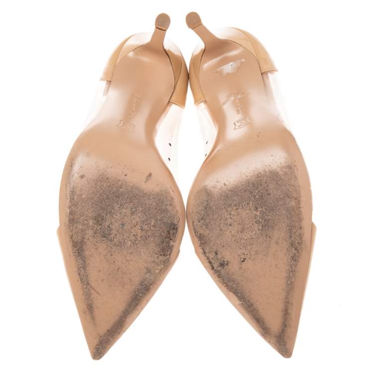 Pre Owned Gianvito Rossi Beige Patent Leather, PVC Plexi  Pumps Size 38