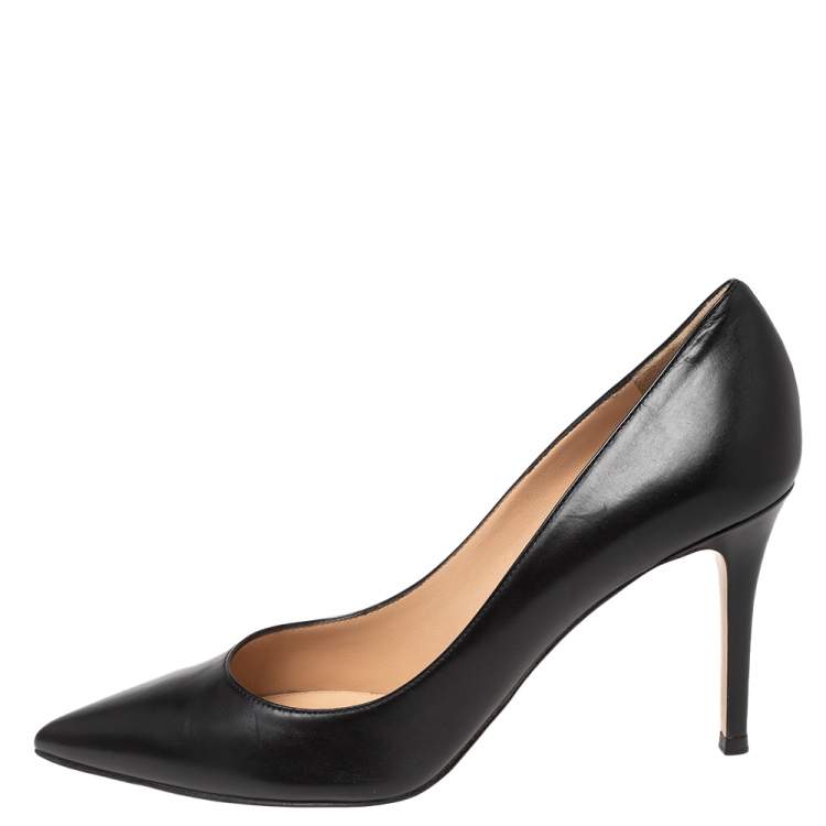 Pre Owned Gianvito Rossi Black Leather Pointed Toe Pumps Size 40