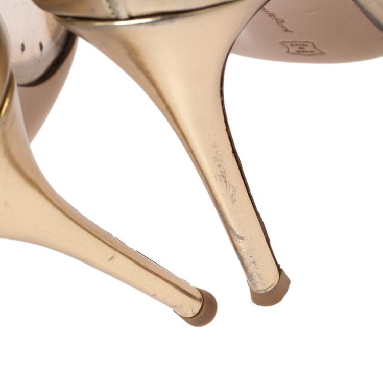 Pre Owned Gianvito Rossi Gold Leather And PVC Plexi Pumps Size 37