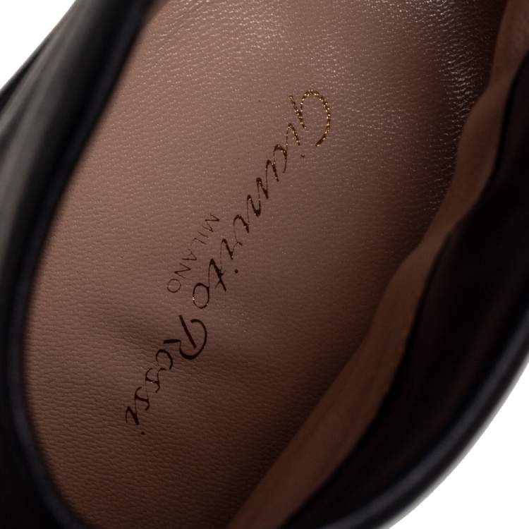 Pre Owned Gianvito Rossi Black Leather Cyril Ankle Boots Size 38
