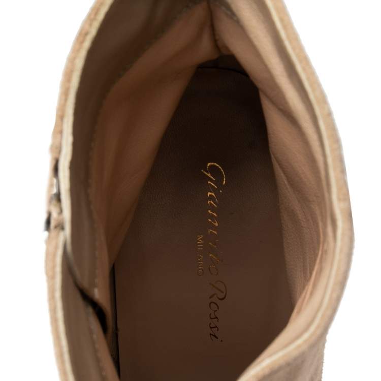 Pre Owned Gianvito Rossi Beige Suede Ankle Boots Size 40