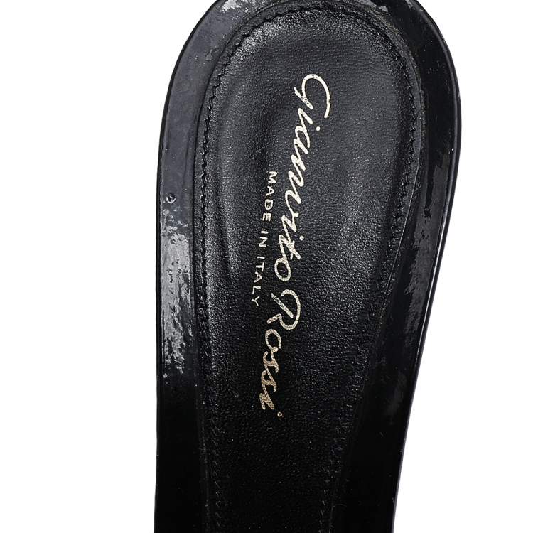 Pre Owned Gianvito Rossi Black Patent Leather Slide Sandals Size 40