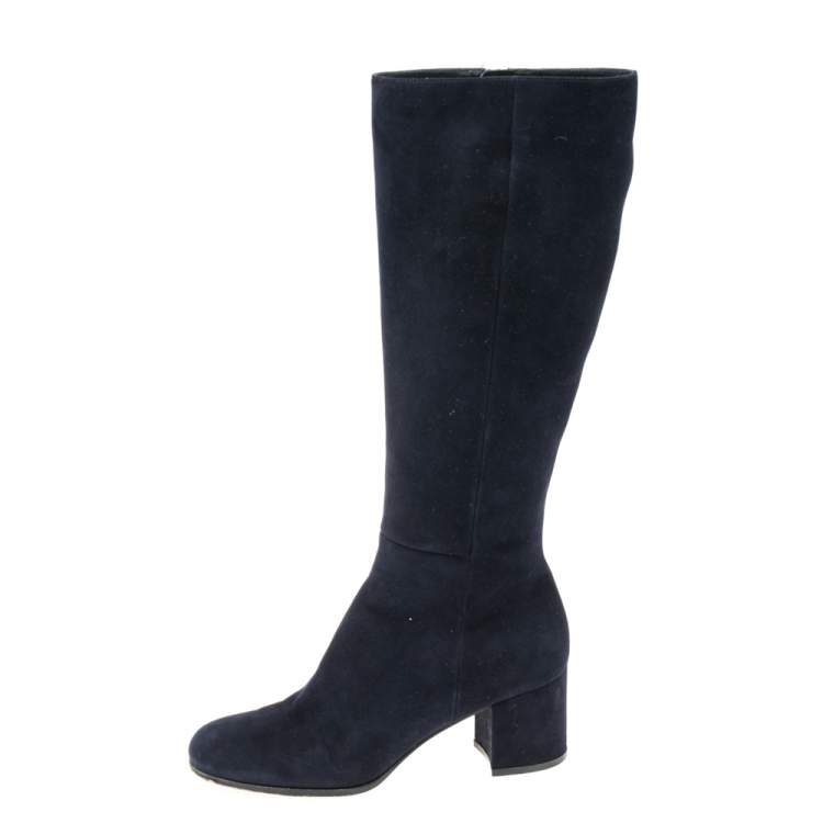 navy blue suede tall boots