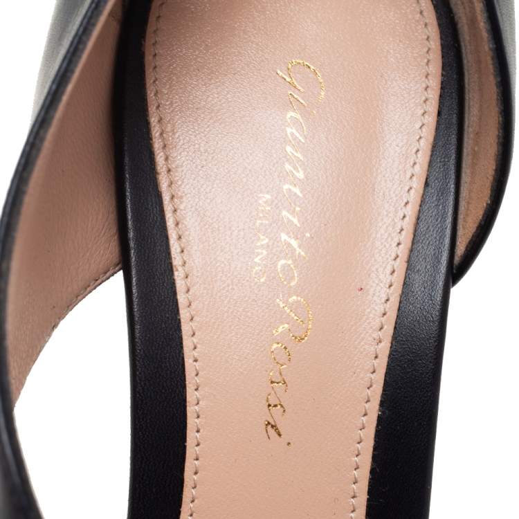 Pre Owned Gianvito Rossi Black Leather Demi Cut Out Pumps Size 37.5