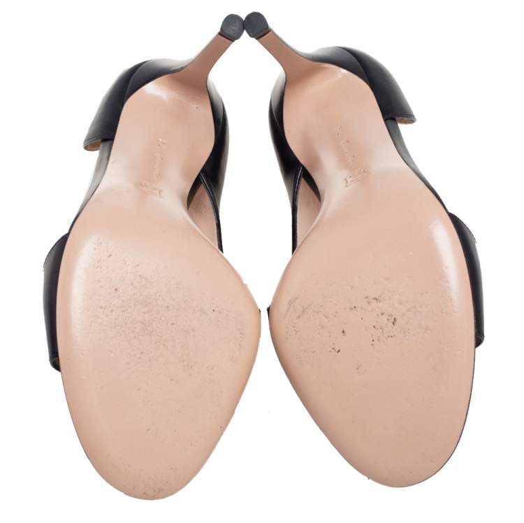 Pre Owned Gianvito Rossi Black Leather Demi Cut Out Pumps Size 37.5