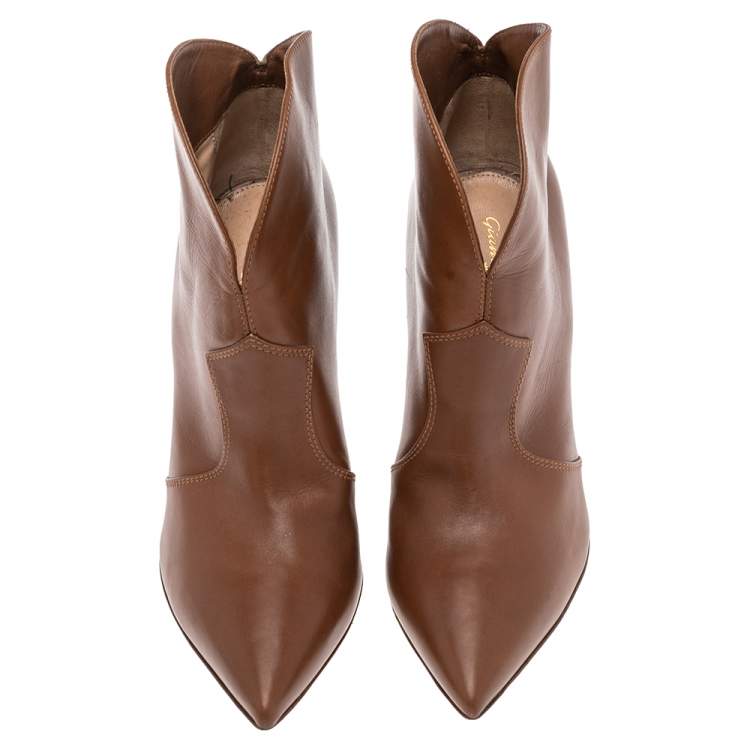 Pre Owned Gianvito Rossi Brown Leather Mable Boots Size 40