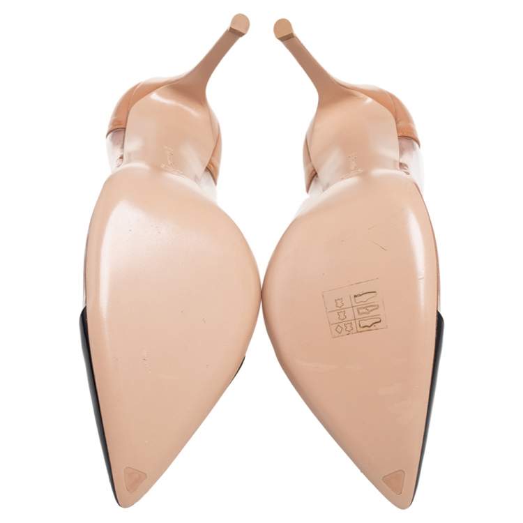 Pre Owned Gianvito Rossi Beige/Black Patent Leather and PVC Plexi Pumps Size 40