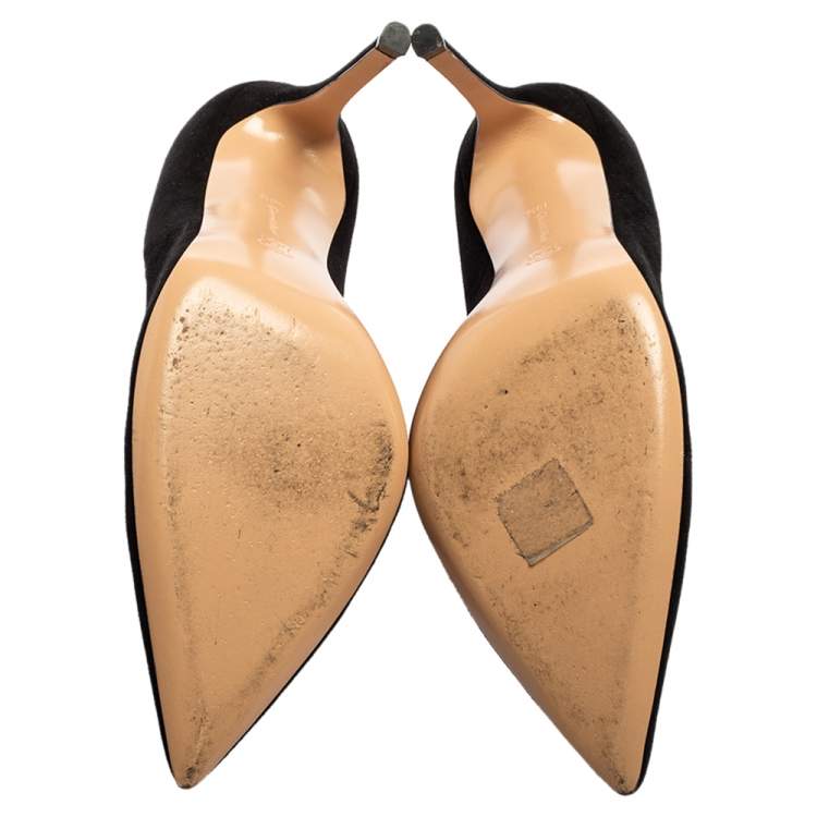 Pre Owned Gianvito Rossi Black Suede Pointed-Toe Pumps Size 40.5