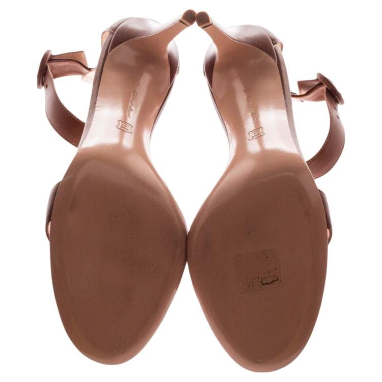 Pre Owned Gianvito Rossi Brown Leather Portofino Ankle-Strap Sandals Size 40