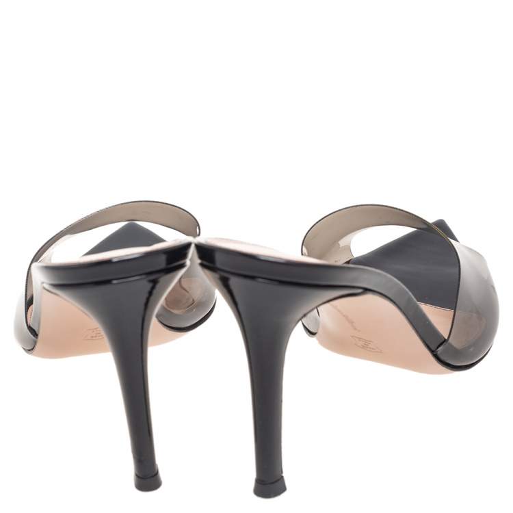 Pre Owned Gianvito Rossi Black PVC Alise Slide Sandals Size 38.5