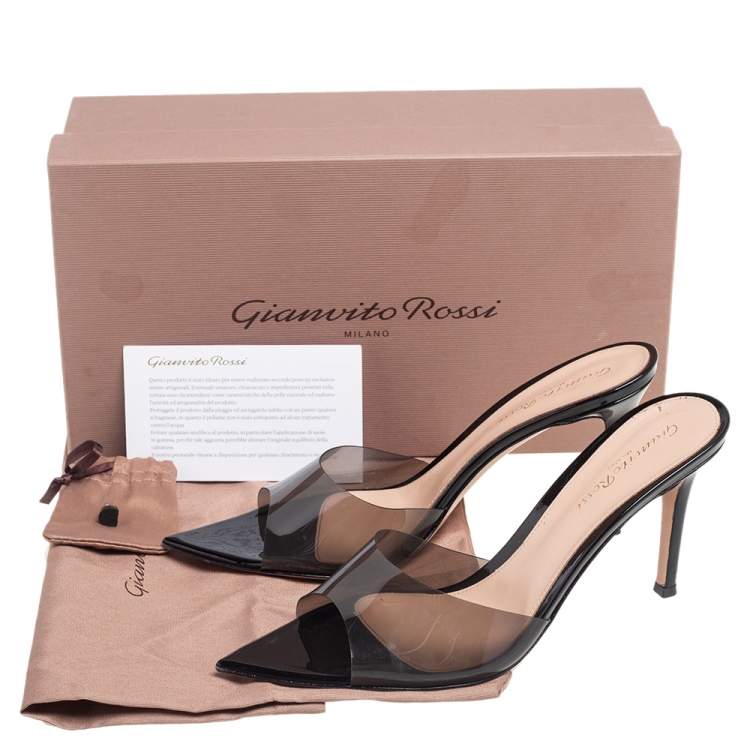 Pre Owned Gianvito Rossi Black PVC Alise Slide Sandals Size 38.5