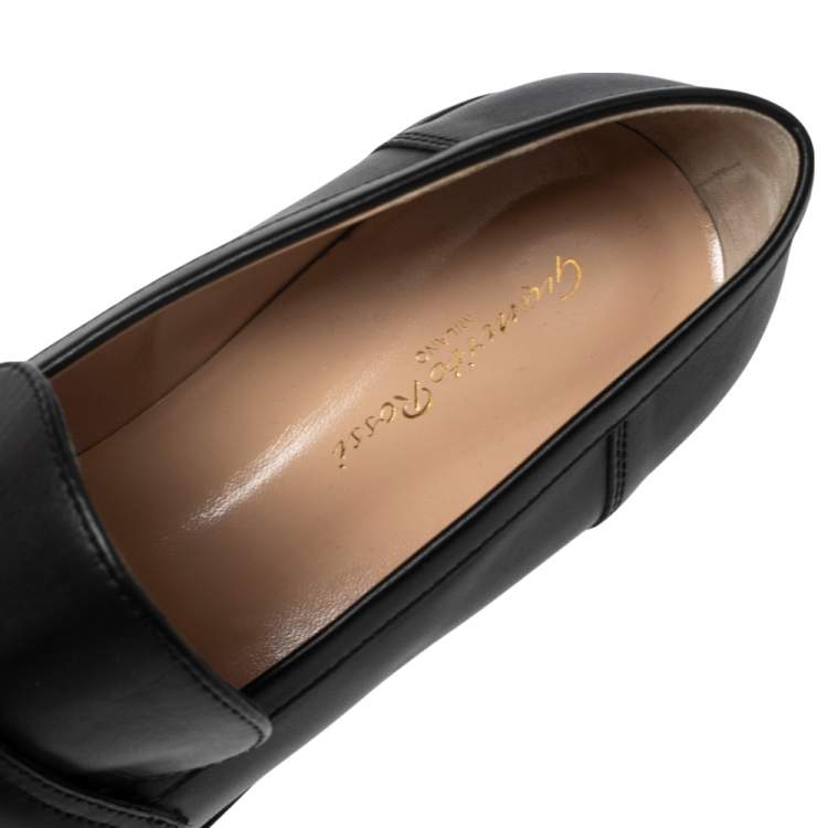 مملوكة مسبقًا Gianvito Rossi Black Leather Slip On Loafers  Size 42