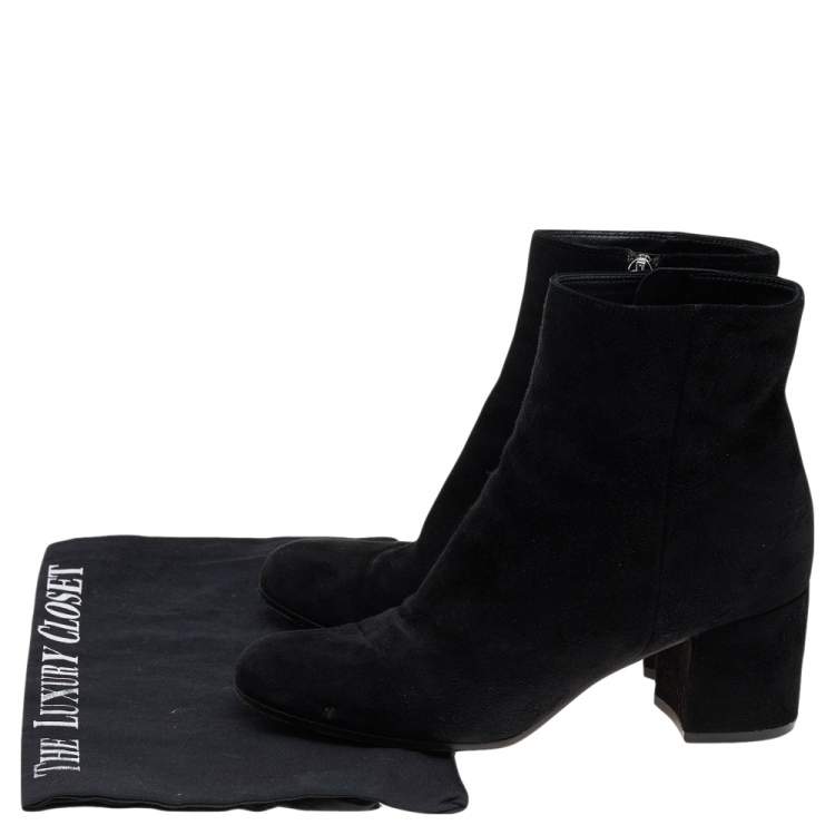 Pre Owned Gianvito Rossi Black Suede Ankle Boots Size 37