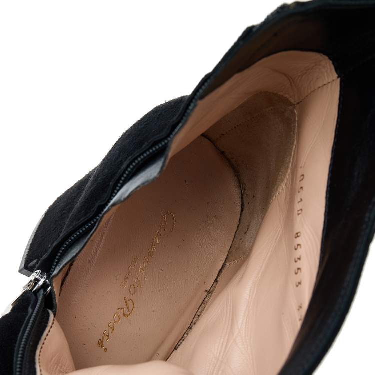 Pre Owned Gianvito Rossi Black Suede Ankle Boots Size 37
