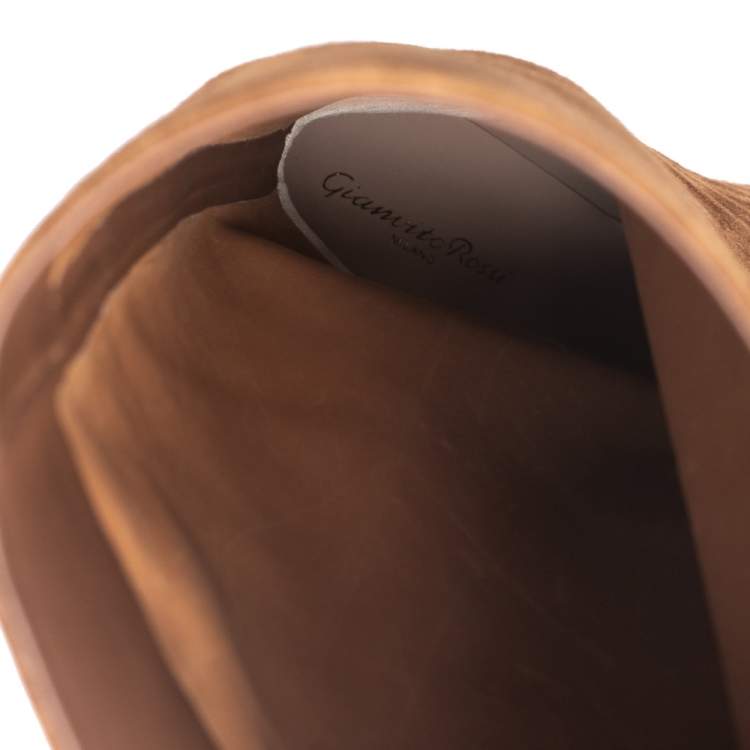 Pre Owned Gianvito Rossi Light Brown Suede Knee Length Boots Size 39