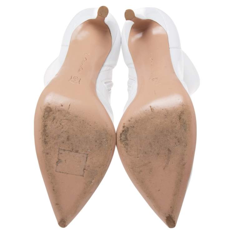 Pre Owned Gianvito Rossi White Patent Leather Zipper Ankle Boots Size 37