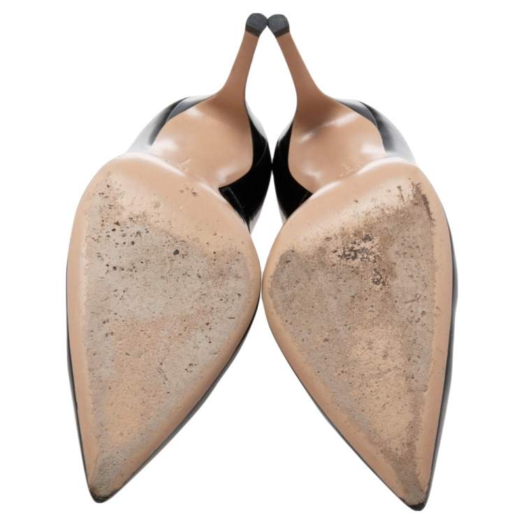 Pre Owned Gianvito Rossi Black Patent Leather Pointed-Toe Pumps Size 40