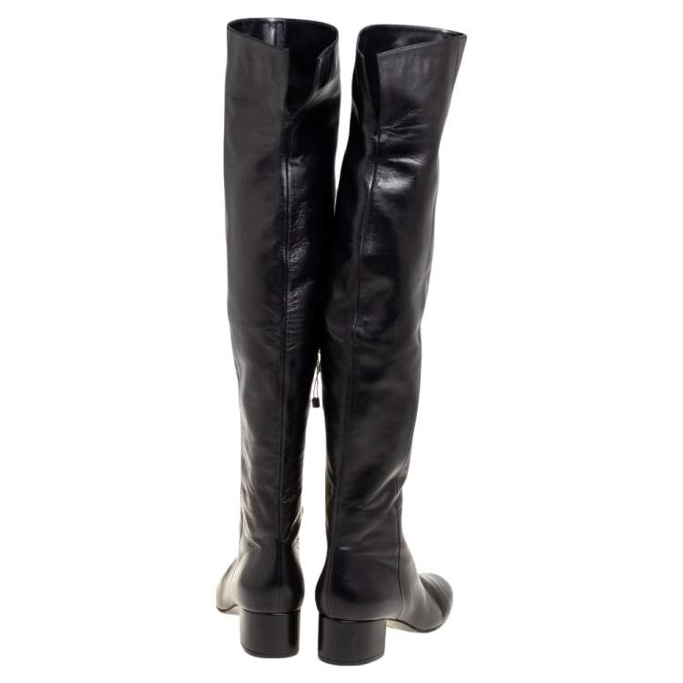 Pre Owned Gianvito Rossi Black Leather Over The Knee Boots Size 39.5