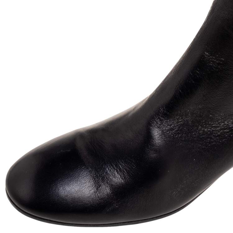 Pre Owned Gianvito Rossi Black Leather Over The Knee Boots Size 39.5