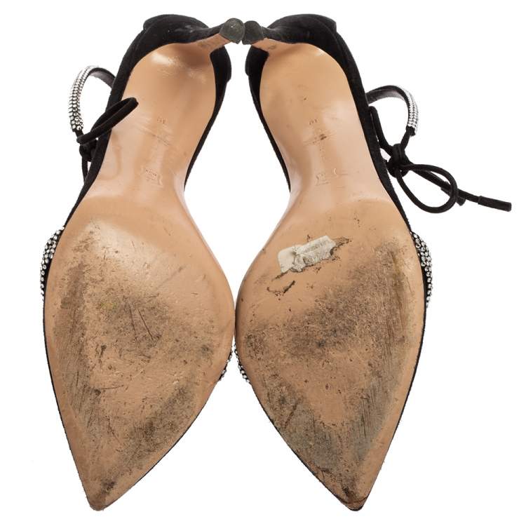 Pre Owned Gianvito Rossi Black Suede Silk Montecarlo Sandals Size 39