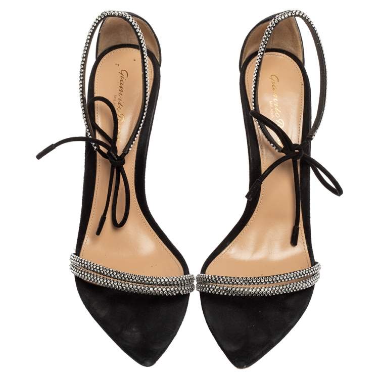 Pre Owned Gianvito Rossi Black Suede Silk Montecarlo Sandals Size 39