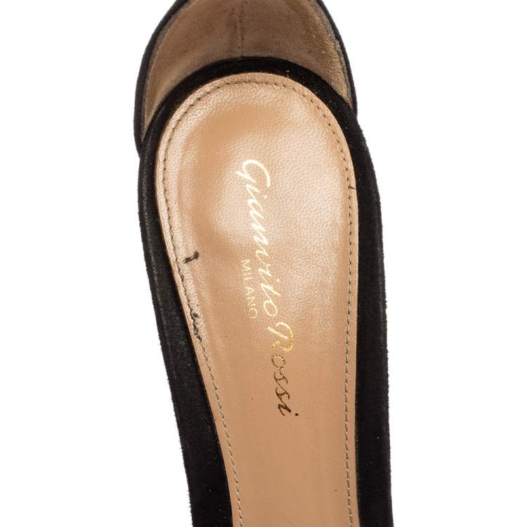 Pre Owned Gianvito Rossi Black Suede Silk Montecarlo Sandals Size 39