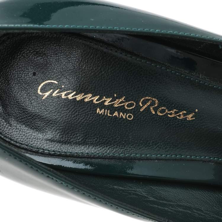 Pre Owned Gianvito Rossi Green Patent Leather Pointed Toe Pumps Size 39
