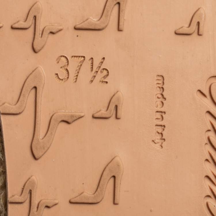 Pre Owned Gianvito Rossi White Braided Leather Marbella Espadrille Slides Size 37.5