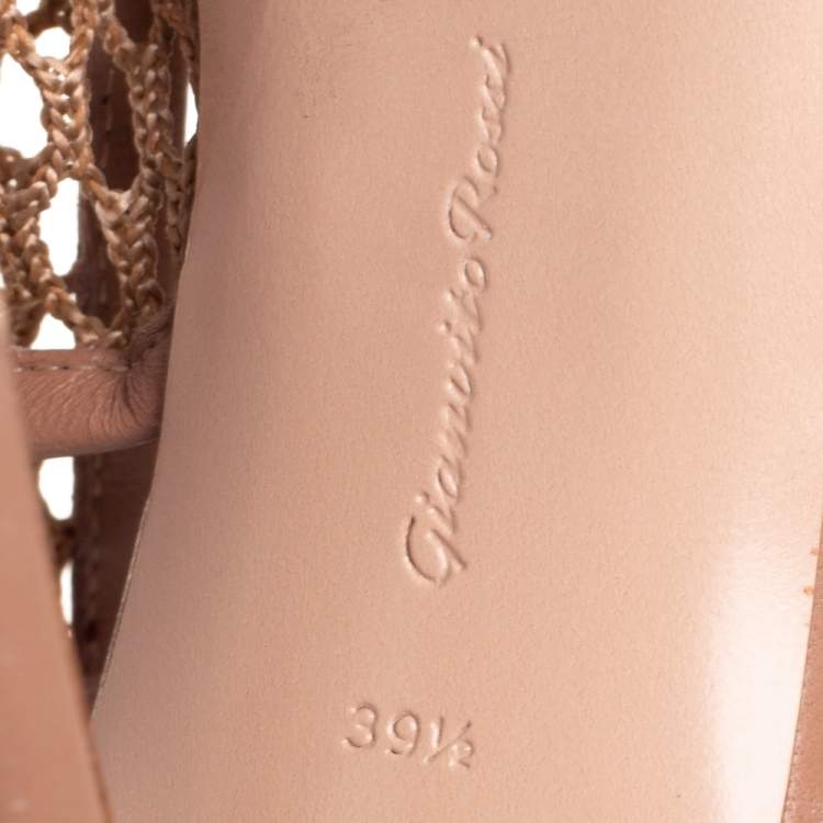 Pre Owned Gianvito Rossi Beige Leather And Mesh Slingback Sandals Size 39.5