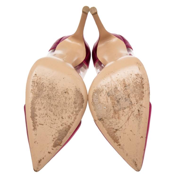 Pre Owned Gianvito Rossi Pink Leather And PVC Plexi Pumps Size 37