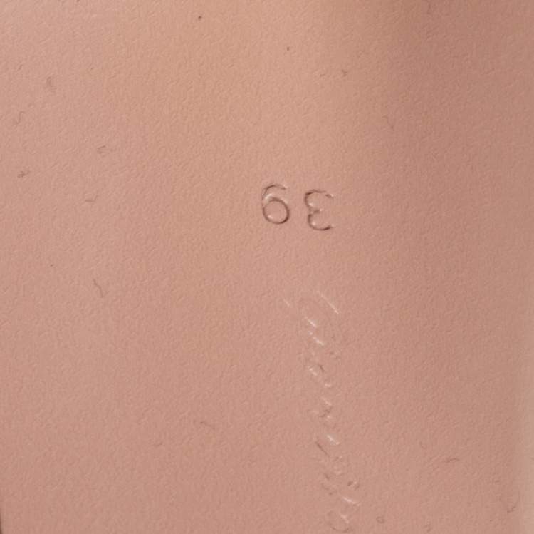 Pre Owned Gianvito Rossi Beige Laminated Suede Elle Slide Sandals Size 39