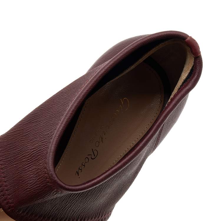 Pre Owned Gianvito Rossi Burgundy Leather Ankle Cuff Sandals Size 38