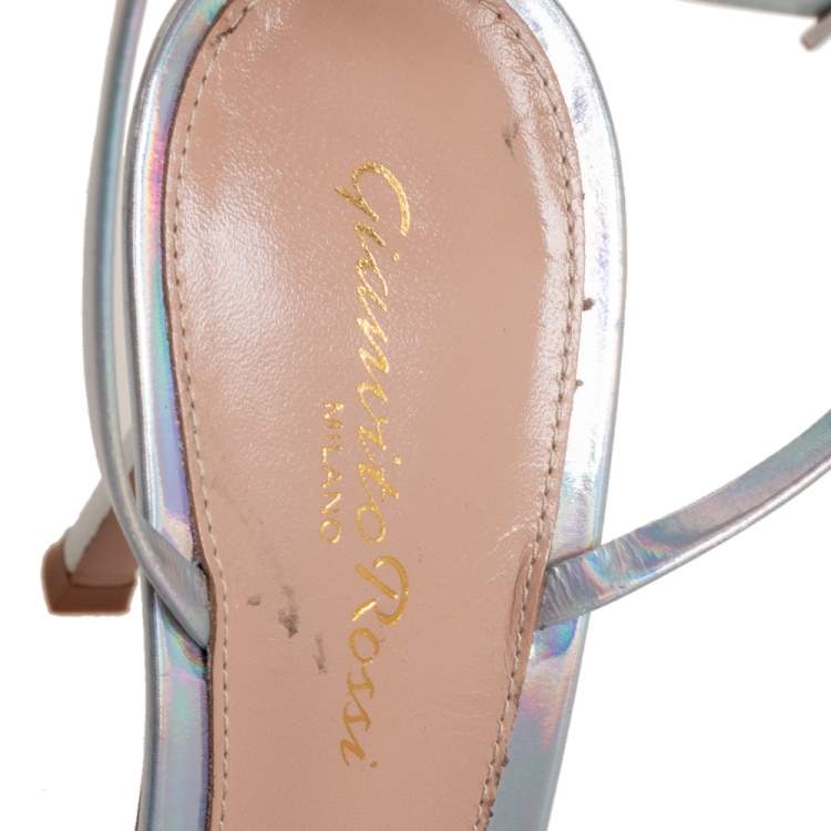 Pre Owned Gianvito Rossi Iridescent Leather and PVC Plexi Stark Sandals Size 36 