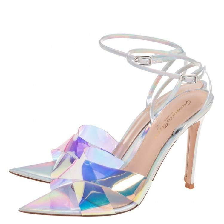 Pre Owned Gianvito Rossi Iridescent Leather and PVC Plexi Stark Sandals Size 36 