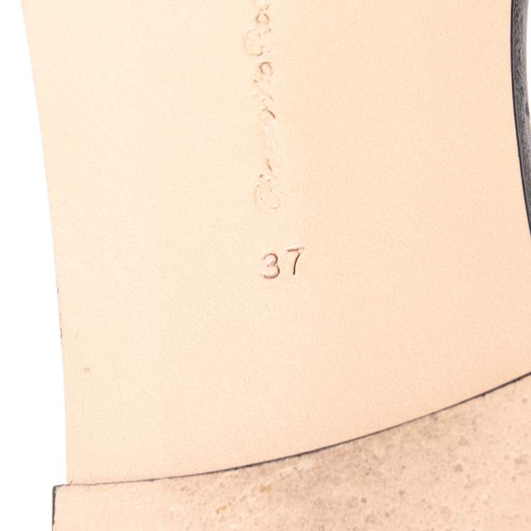 Pre Owned Gianvito Rossi Black Leather Crossover Strap Flat Sandals Size 37