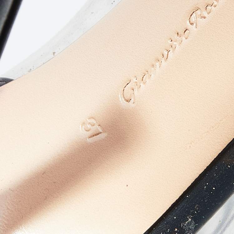 Pre Owned Gianvito Rossi Black Leather and PVC Icon Ankle Boots Size 37