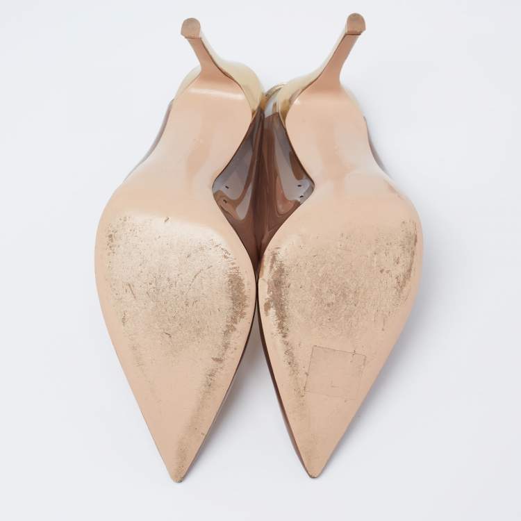 Pre Owned Gianvito Rossi Brown PVC And Leather Kyle 105 Ankle Strap Sandals Size 39